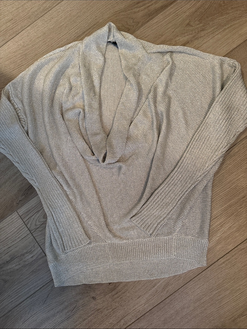 Stunning Women's metallic silver Cowl Neck Sweater